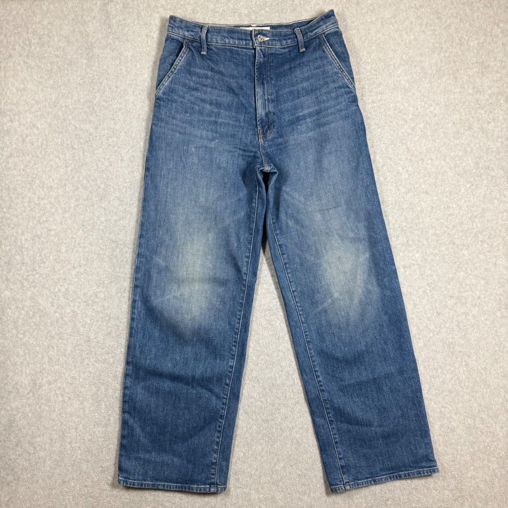 MOTHER High Waisted Spinner Prep Skimp Jeans Flashback Blue Wide Leg Women 30x30